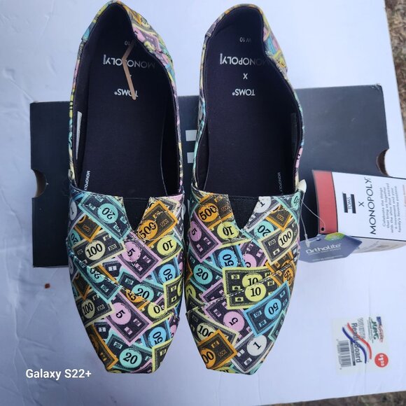 Toms Alpargata Multi Monopoly Money Print Womens Size 10 M NIB Whimsical Fun - Picture 2 of 6